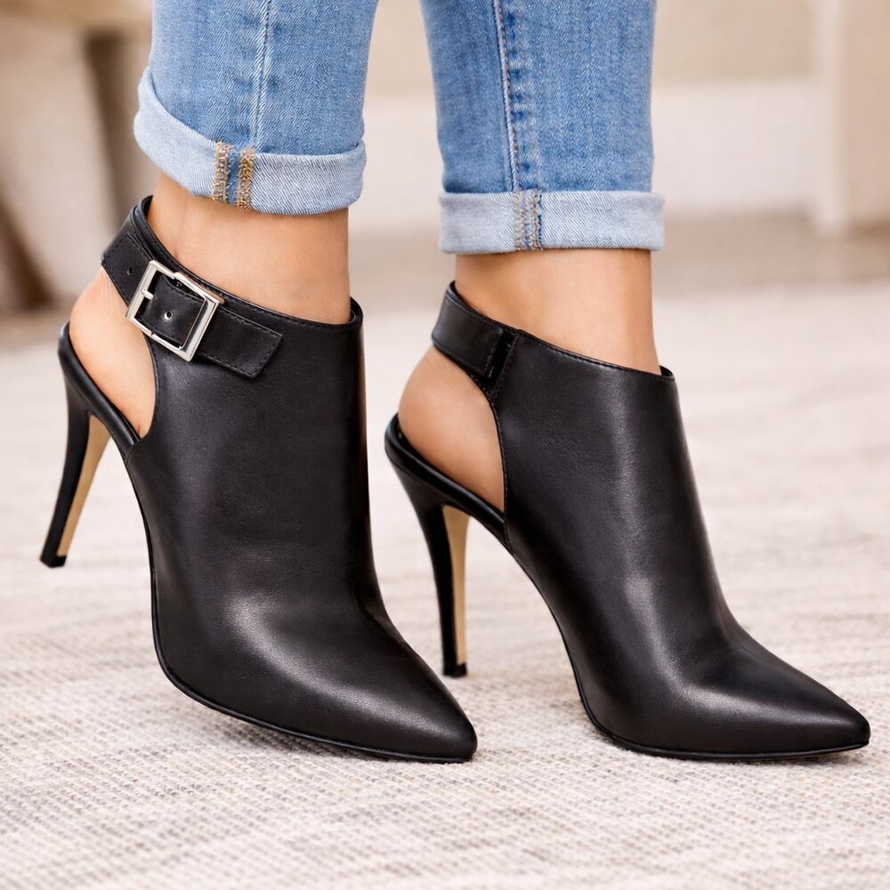 Ivanka Trump Black Leather Slingback Booties Size 8